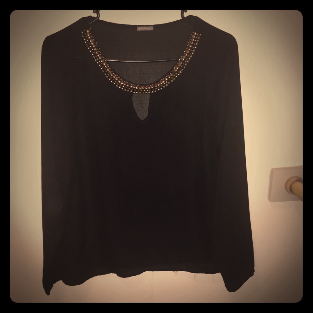 Beaded neckline blouse